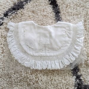 Sarah Louise White Ivory Cross Christening Bib One Size